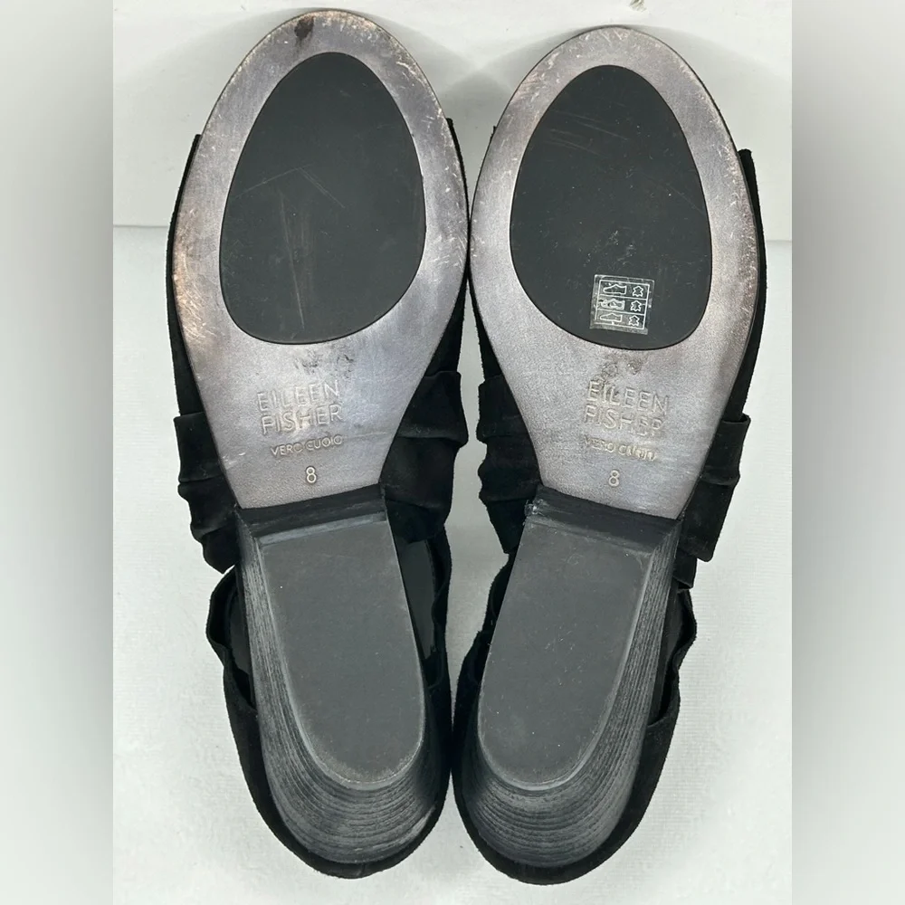 Eileen Fisher Anise Suede Booties Twist‎ Knot Open Toe Pumps Dark Romantic Sz 8